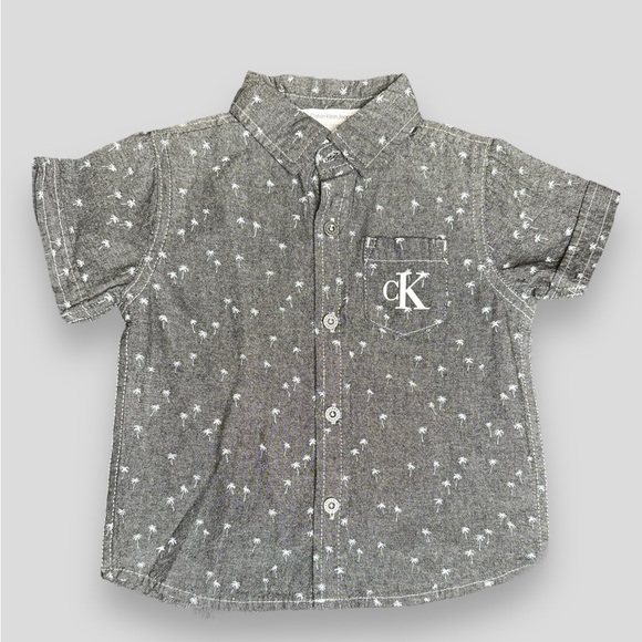 Calvin Klein Other - Calvin Klein 18mo button down gray palms shirt